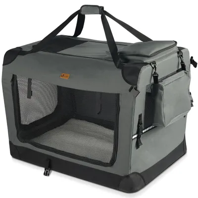Produktbild von VOUNOT® Hundebox faltbar, Hundetransportbox robust für Katze & Hunde 82x60x60 cm XL Grau