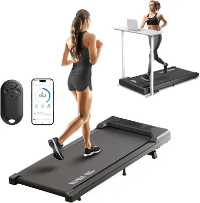 Image de Tapis de marche - Bande de course - Tapis roulant - Appareil de fitness - Machine de course - Compact, conçu pour être placé sous un bureau