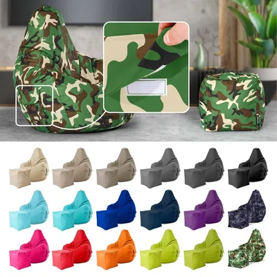 Produktbild von Green Bean® 2er Set Sitzsack + Hocker "Cozy+Cube" - mit EPS Perlen Füllung - robust waschbar schmutzabweisend - Camouflage Grün