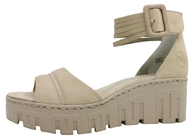 Produktbild von Rieker Damen Sandale Plateau geschlossene Ferse Deko-Schnalle 68093, Größe:40 EU, Farbe:Beige
