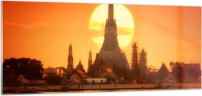 Produktbild von Bilder auf glas - Tempel Asien - 100x40cm - Glasbilder - Wandbilder - Kunstdruck - zum Aufhängen bereit - Wanddekoration aus Glas - Glas Bilder - Wandbild auf Glas - Einteilig - GAB100x40-3420