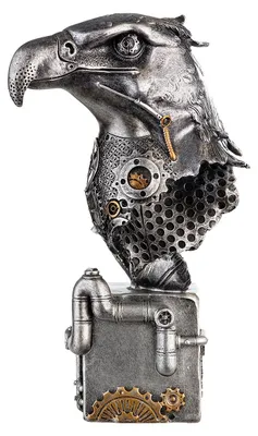 Immagine prodotto di Gilde Skulptur, Vogel, "Steampunk Eagle", Kunstharz, silberfarben, VE 1, L. 19 cm, B. 13 cm, H. 27 cm 37046 4063387370469