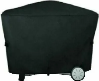 A black grill cover is shown from the front, with one wheel visible on the right side.