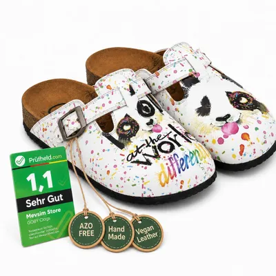 Produktbild von Goby Clogs Schuhe für Damen – Handgefertigte - Mädchen- und Damenschuhe für den Alltag - Farbiger Druck - Bequem & Langlebig - EVA-Sohle – Grundschul-Zeichnungen