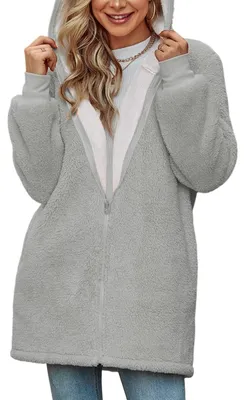 Produktbild von Damen-Kapuzenpullover aus Fleece, Oversize-Passform