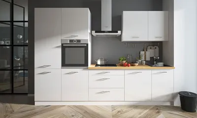 Produktbild von Küchenblock 310cm weiß / weiß Acryl Hochglanz Küchenzeile Modern Küche
