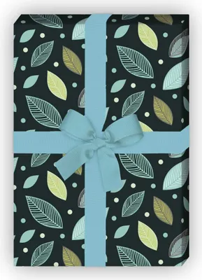 Produktbild von Herbstliches Geschenkpapier mit Blätter Laub Muster in hellblau - G6292, 32 x 48cm