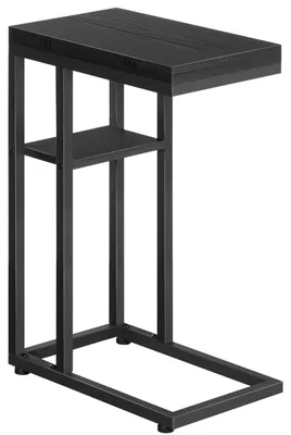 Klappbarer C-Beistelltisch mit Ablage, schwarz, 26x39x64 cm