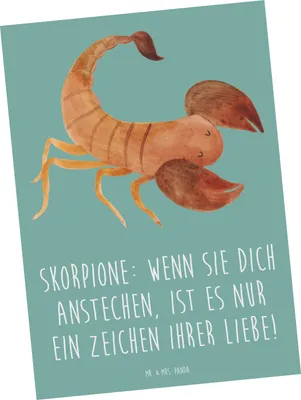 Produktbild von Mr. & Mrs. Panda Postkarte Skorpion Liebe - Meeresbrise - Geschenk, Geschenke Astrologie, Horoskop, Postkarten, Ansichtskarte, bildkarte, Humor, Sternzeichen, Fotokarte