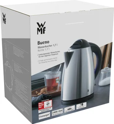 Obrázok produktu pre WMF Bueno 0413080011, 1,7 L, 2400 W, Čierna, Nerezová oceľ, Nerezová oceľ, Indikátor úrovne vody, Zabezpečenie proti prehriatiu