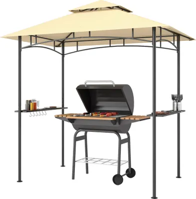 Produktbild von Grillpavillon mit LED 240 x 150 x 258 cm wasserabweisend flammhemmend Gartenpavillon mit Doppelschichtdach