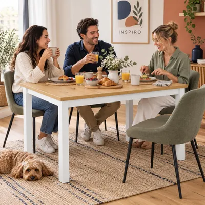 Stół INSPIRO w jadalni – miejsce na wspólne posiłki z bliskimi, Obraz wygenerowany przez AI