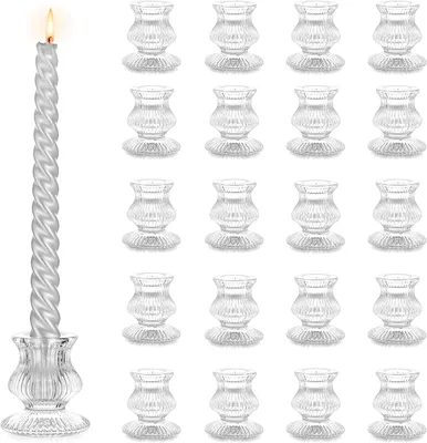 Produktbild von Glas Kerzenhalter für Stumpfkerzen 20 Stück, Tischdeko