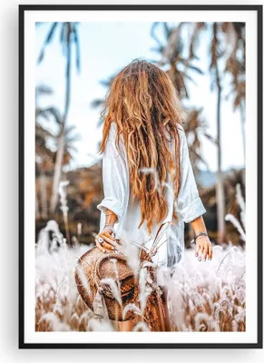 Produktbild von Gerahmtes Poster - Schwarzer Rahmen - Wiese Frau Gras - 70x100 cm - Wand Bild - Wanddeko - Wandbilder - Kunstposter - Wandposter - Bilderrahmen - Bilder - Kunstdruck - P2BPA70x100-5115