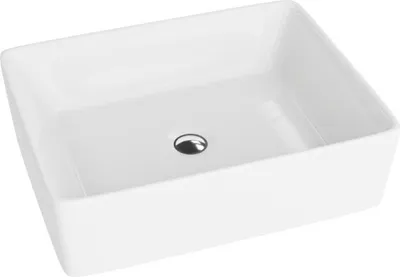 Produktbild von LAVITA Aufsatzwaschtisch Alegranza| Aufsatzwaschbecken Rechteckig | Waschbecken Ohne Überlauf und Hahnloch | Aus hochwertigem Porzellan | Waschtisch | 49x38x13,5 cm | Weiß Glanz