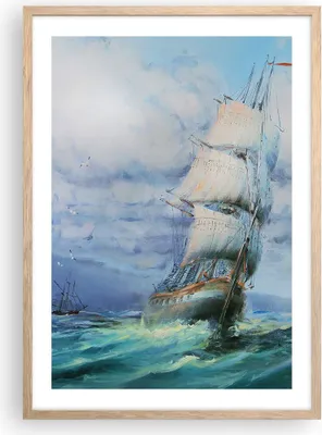 Produktbild von Gerahmtes Poster - Rahmen in heller Eiche - Meer Segelschiff - 50x70 cm - Wand Bild - Wanddeko - Wandbilder - Kunstposter - Wandposter - Bilderrahmen - Bilder - Kunstdruck - Wandbild - P2NPA50x70-3782
