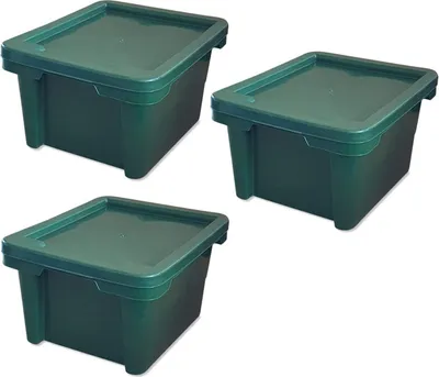 Produktbild von 3er Set Drehstapelbox Multibox Lagerbox Aufbewahrung Kiste Farbe grün 20 L mit Deckel