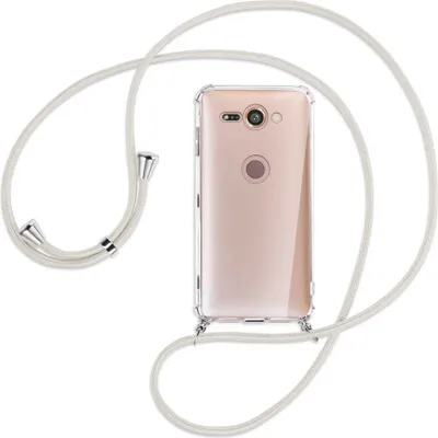 Produktbild von Handykette Backcover-Schutzhülle mit Band (Metall silberfarben) für Sony Xperia XZ2 Compact - broken white