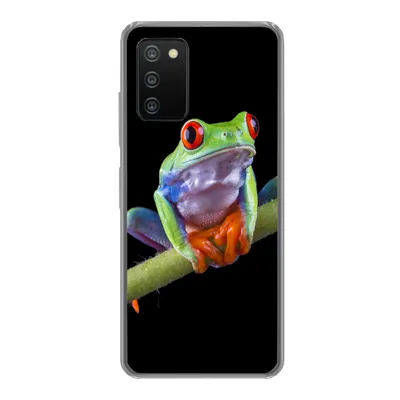Produktbild von MuchoWow® Handyhülle Schutzhülle Hülle für Samsung Galaxy A03s Frosch - Pflanze - Schwarz Silikon Softcase Handy Hülle - Schutz