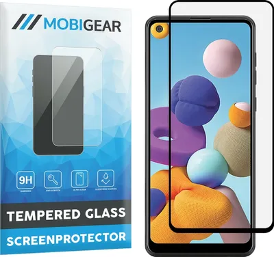 Produktbild von Mobigear Premium  Samsung Galaxy A21 Panzerglas Gehärtetes Glas Displayschutz - Hüllenfreundlich - Schwarz