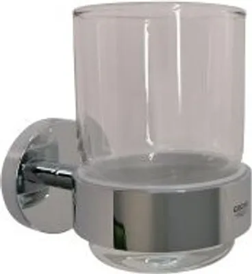 Productafbeelding van Beker voor tandenborstels ESSENTIALS met houder, chroom-glas
