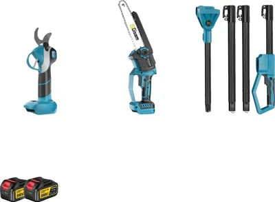 Immagine prodotto di Motosega elettrica con asta telescopica, motore brushless, compatibile con batteria ricaricabile, 2 batterie