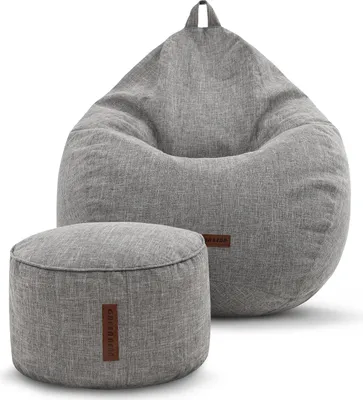 Produktbild von Green Bean® 2er Set Indoor XXL Sitzsack "Home Linen" + Hocker mit EPS Perlen Füllung - Silber Grau