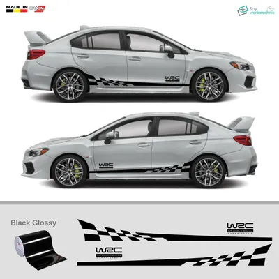 Produktbild von Auto Seitenstreifen Vinyl Aufkleber WRC Sticker Set - Schwarz - 230 x 26 cm, 2er Set