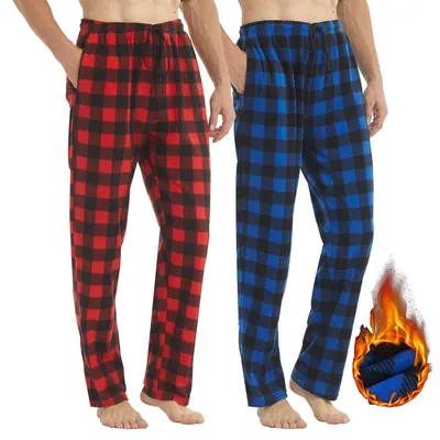 Productafbeelding van Fleece pyjamabroeken voor heren - 2-pack, geruit patroon