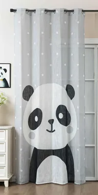 Produktbild von Gardine Ösen Grobfaser »Seoul Collection« HxB 245x140 cm Panda Digital Druck Ösen Linenlook-Struktur Halbransparent Blickdicht 2024120