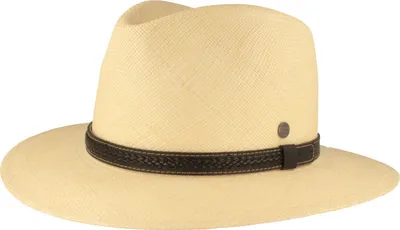 Extra breiter Panama Hut mit Leder-Garnitur von Hut-Breiter in beige