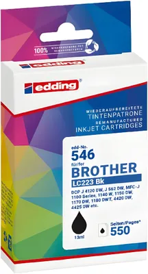 Immagine prodotto di edding 18-546/18-546-01 edding EDD-546  schwarz Druckerpatrone kompatibel zu brother LC-223BK