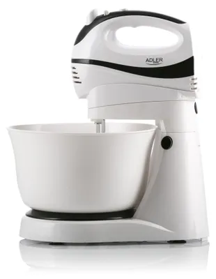 Handmixer mit Schüssel, 300 W, Edelstahl, weiß