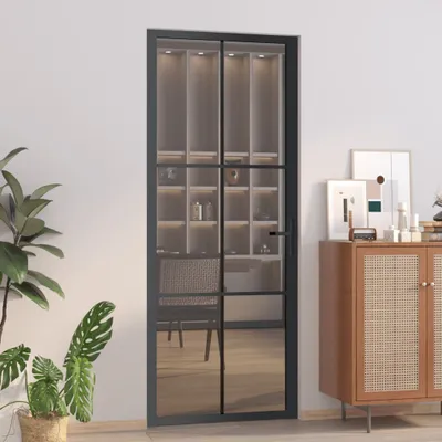 Produktbild von vidaXL Innentür 83x201,5 cm Schwarz ESG-Glas und Aluminium