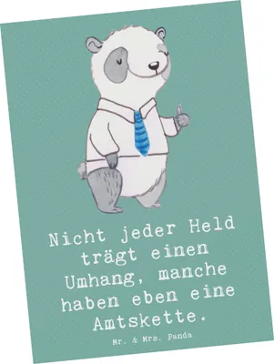 Produktbild von Mr. & Mrs. Panda Postkarte Bürgermeister Held - Meeresbrise - Geschenk, Berufe, Grußkarte, personalisierte Geschenke, bildkarte, Beruf, Wertschätzung, Ansichtskarten, Amt