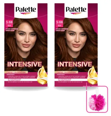 Imagen del producto de 2 tintes para el cabello Poly Palette, color castaño medio 650, 115 ml cada uno, pack económico de 2 unidades