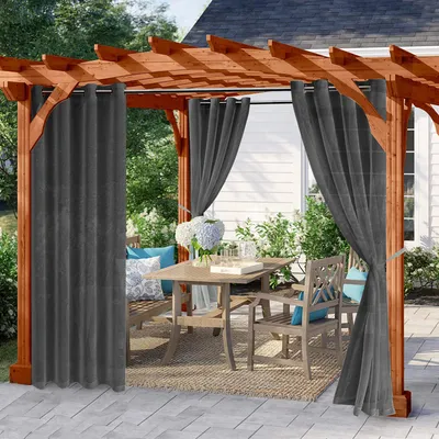 Produktbild von Przezroczyste zasłony, zasłony z oczkami, zewnętrzna zasłona ogrodowa wodoodporna, zasłona z woalu, kolor: czarny, rozmiar: 132 x 213 cm