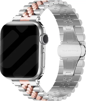 Produktbild von Strap-it Apple Watch Jubilee Stahlband (Silber/Roségold)
