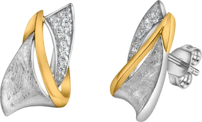 Produktbild von V Ohrstecker 925/- Sterling Silber 1,8cm gelb Zirkonia weiß 274220241