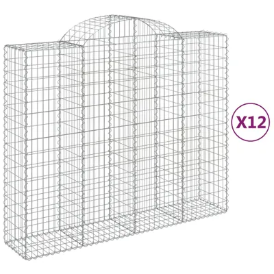 Produktbild von Gabionen mit Hochbogen 12Stk. 200x50x160/180cm Verzinktes Eisen