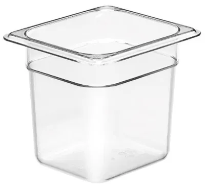 Produktbild von Cambro 15,6 cm Länge x 16,5 cm Breite x 15,2 cm Tiefe, Camwear Lebensmittelpfanne aus transparentem Polycarbonat.Größe