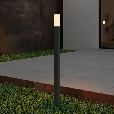 Produktbild von Mai & Mai Pollerleucht Standleuchte Wegeleucht aus Aluminium für den Außenbereich, 80 cm Höhe IP65 Schutzklasse LED 3000K Sandgrau dunkel Deus Lumina