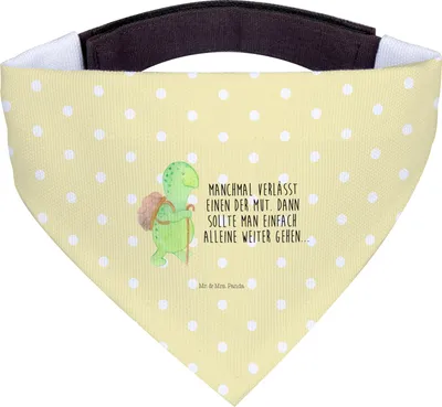 Produktbild von Mr. & Mrs. Panda Halstuch Hund Schildkröte Wanderer - Gelb Pastell - Geschenk, Tuch, Hunde, Für, Rucksack, Mut, Motivationsspruch, Dreieckstuch, Motivation