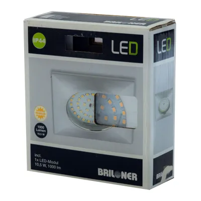 Produktbild von Briloner LED Einbauleuchte eckig Aluminium IP44 10,5W 1000lm Warmweiß 3000K 110°