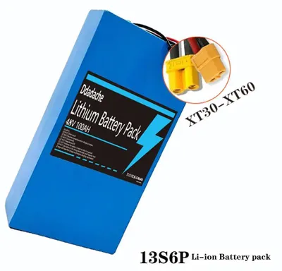 Obrázok produktu pre 18650 batériový balík - 13S6P 48V lítiová batéria - 100Ah 2000W - Batéria pre elektrické skútre - Integrovaný systém riadenia batérie (BMS) 50A - Konektory XT60 a XT30