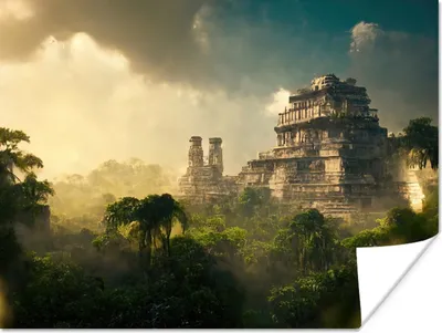 Produktbild von MuchoWow® Poster Tempel - Dschungel - Wolken - Himmel - Natur 120x90 cm - Wandbild