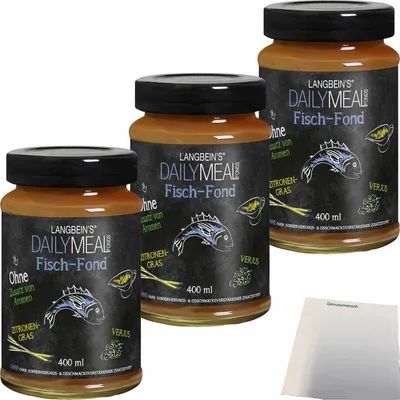 Produktbild von Langbeins DailyMeal Fisch-Fond 3er Pack (3x400ml Glas) + usy Block