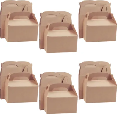 Produktbild von Belle Vous Braune Geschenk Schachteln aus Karton mit Deckel und Griff (24er Pack) - 16 x 9,3 x 8,6 cm - Schlichte Geschenk Boxen für