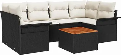 Obrázek produktu pro vidaXL Zahradní set sedaček, 7 kusů, černá barva, polyratan