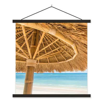 Produktbild von MuchoWow® Textilposter Sonnenschirm - Strand - Meer - Tropisch 40x40 cm mit schwarzem Rahmen - Fotos